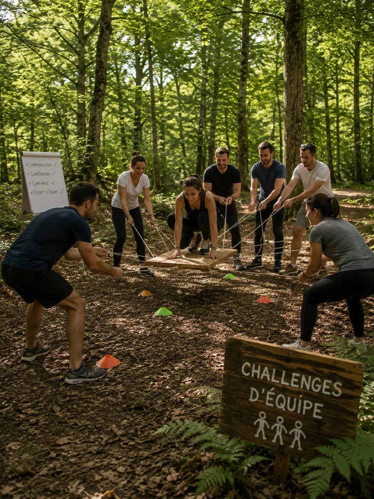 Challenges d'équipe dans les bois