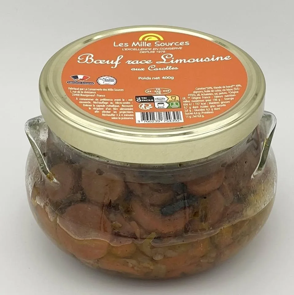 Boeuf race Limousine aux carottes 400g
